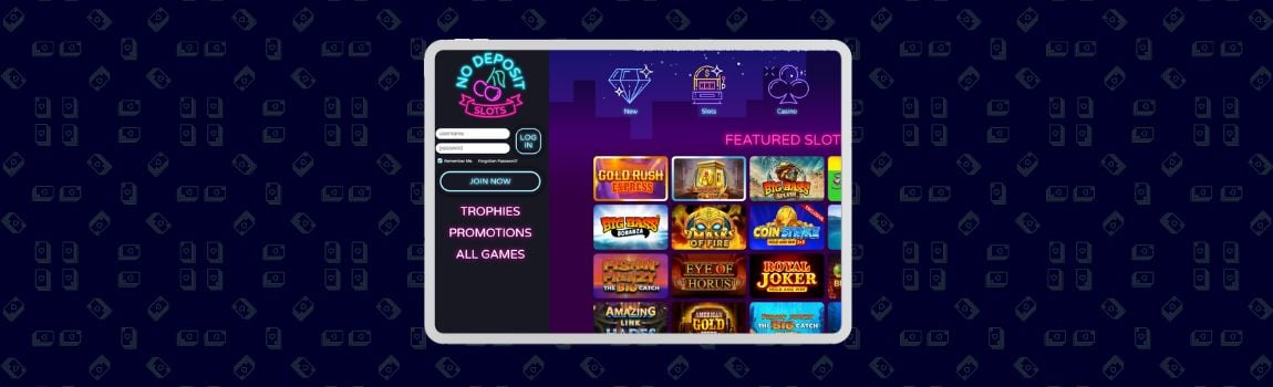 screenshot of No Deposit Slots Casino in the UK