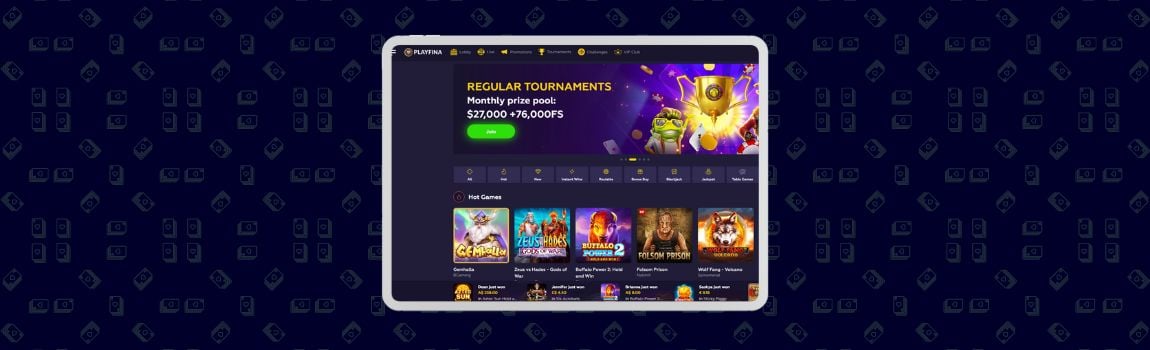 screenshot of  Playfina Casino in Oceania